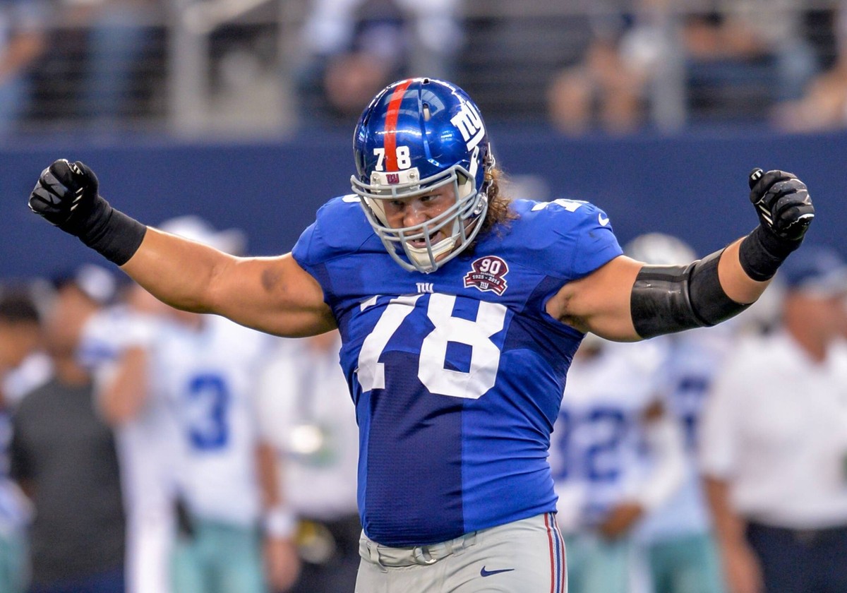 New York Giants defensive tackle Markus Kuhn (78) is fired up after an interception by a teammate in an NFL American Football Herren USA football game between the New York Giants and Dallas Cowboys on ...