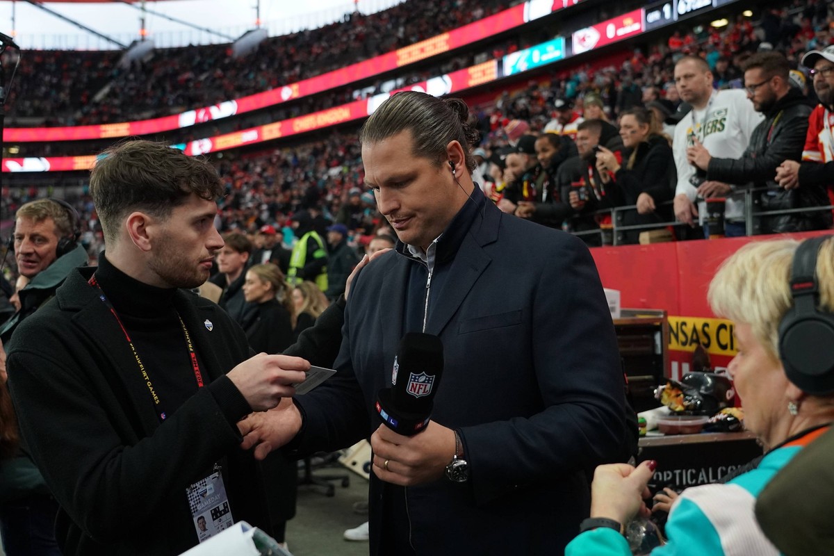 RTL Experte Markus Kuhn - Frankfurt 05.11.2023: Kansas City Chiefs vs. Miami Dolphins, NFL, American Football Herren, USA International Game, Deutsche Bank Park *** RTL Expert Markus Kuhn Frankfurt 05 ...